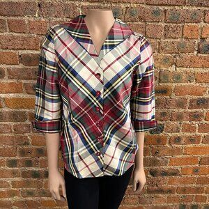 VGC Coldwater Creek Raw Silk 3/4 Sleeve Holiday Blouse Size Small